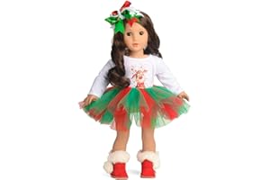 Sweet Dolly 18 Inches Doll Clothes Christmas Deer Tutu Dress Fits 18 Inch Dolls