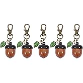 CHGCRAFT 5pcs Wooden Acorn Nut Box Keychain Disconnectable Ebony Decoration with Alloy Lobster Claw Clasps for DIY Keychain Necklace Crafting Jewelry Making, Camel, 2.6inch