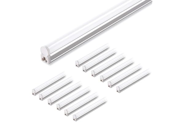 (12 Pack) Barrina T5 LED Shop Light, 4FT, 2200lm, 6500K (Super Bright White), 20W, Utility Shop Light, Ceiling and Under Cabi