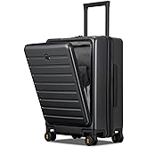 LEVEL8 Carry On Luggage with Compartment, 20 Inch Lightweight Hard Shell Rolling Suitcase with Wheels Airline Approved with Front Pocket, Double Tsa Locks, Grey