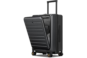 LEVEL8 Carry On Luggage with Compartment, 20 Inch Lightweight Hard Shell Rolling Suitcase with Wheels Airline Approved, Checked Luggage with Front Pocket, Double Tsa Locks - Grey