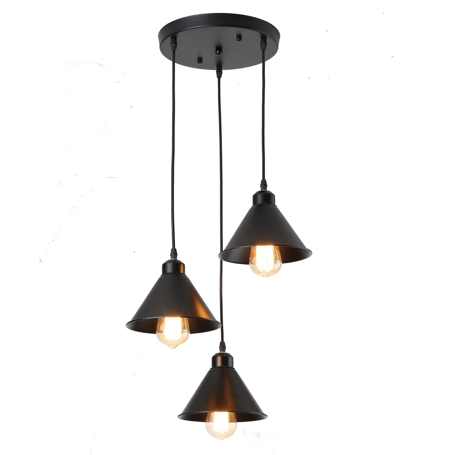 Luz colgante del techo industrial negro del metal del vintage accesorio