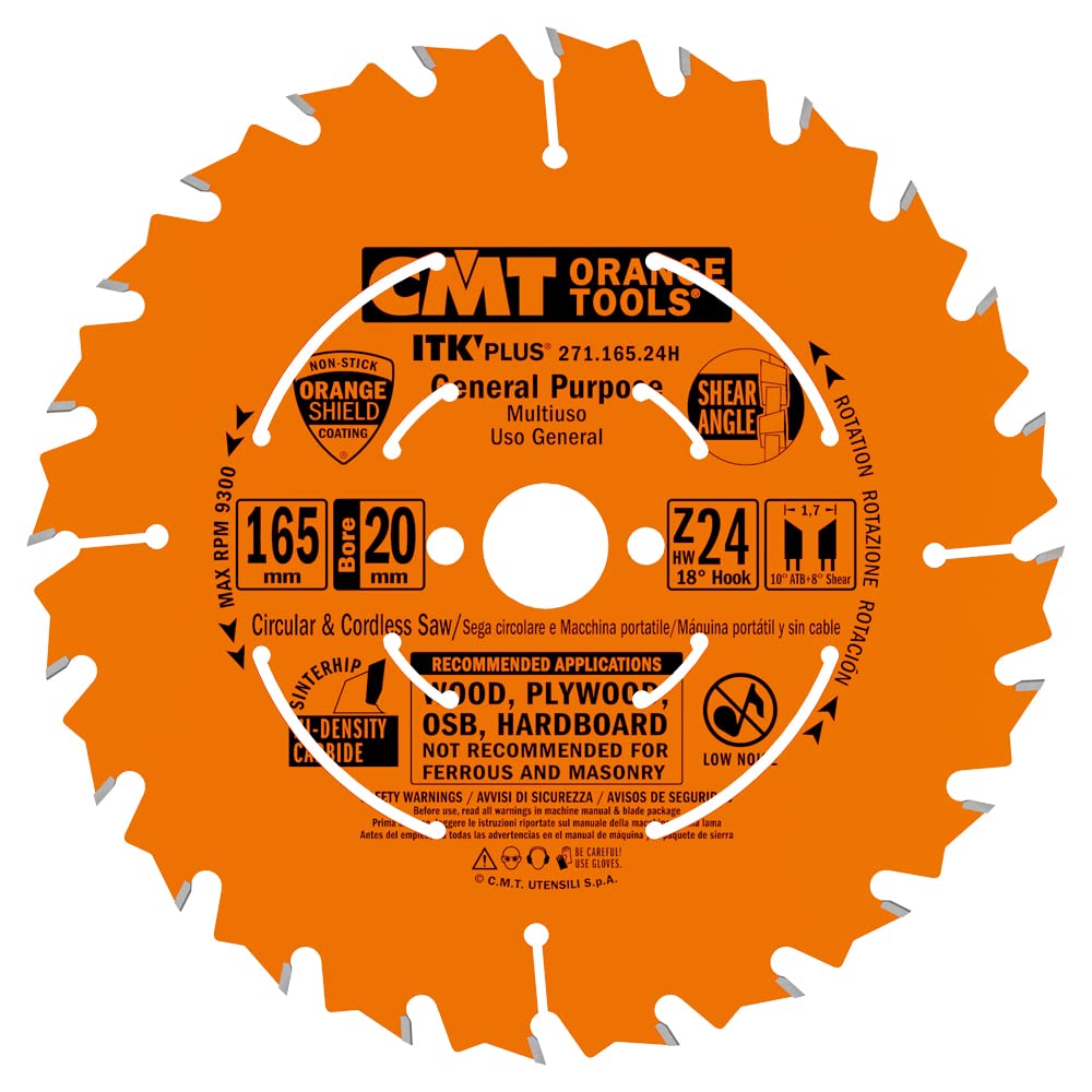 CMT 271.165.24H ITK Plus RIP and Crosscut Saw Blade HW 165X1.7X20(+15,87) Z=24 ATB+Shear