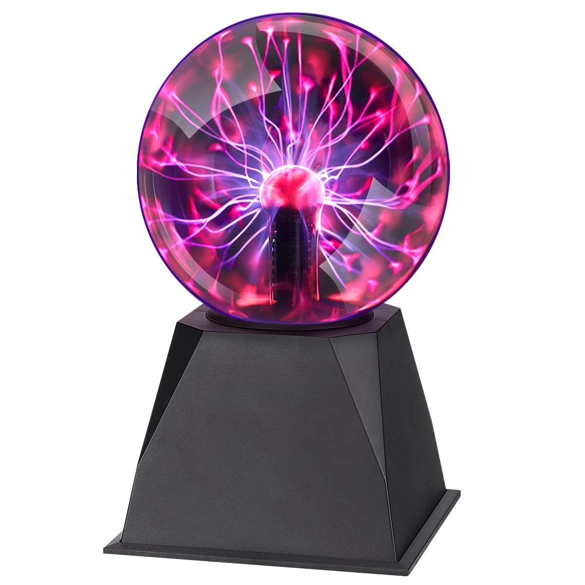 CGBOOM Plasma Ball 5 Inch, Plasma Globe Touch and Sound Sensitive Plasma Lamp Plug in Electric Ball Lamp Science Present for Kids, Decorations, Parties, Bedroom