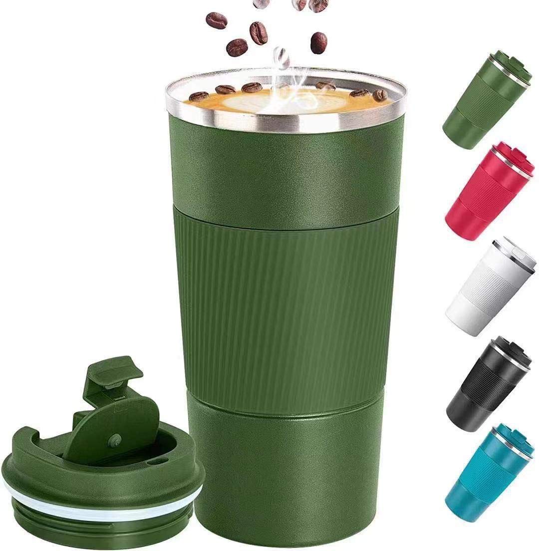 Big seller Coffee Cup, Vacuum Reusable Leakproof Double Wall Coffee Cup, Insulation Stainless Steel Eco-Friendly Travel Office Mug for Hot Coffee Tea and Cold Drinks, 17oz/500ml, Green