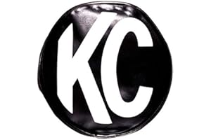 KC HiLiTES 5100 6" Round Black Vinyl Light Cover w/ White KC Logo - Set of 2