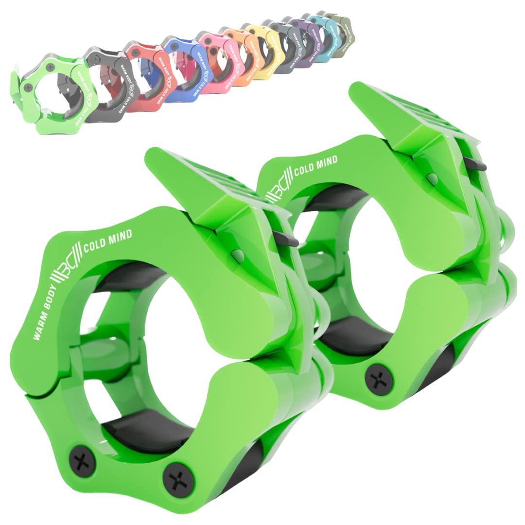 WARM BODY COLD MIND Reinforced Olympic Barbell Clips - 2 inch / 50mm - Barbell Collars, Weight Clips for Bars, Barbell Clamps for Olympic Bar, Gym Weightlifting Fitness Crossfit
