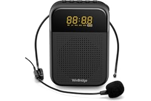 W WINBRIDGE WinBridge Voice Amplifier Portable Speaker with Wired Microphone Headset 16W | 2500mAh Larger Capacity Mini Pa System Support Bluetooth | Record | Mute | LED Display for Teachers S209