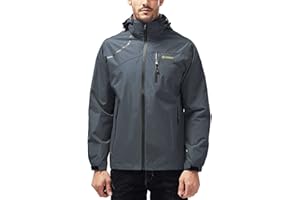 Kugnala Mens Lightweight Waterproof Jacket Windproof Rain Hooded jackets for Men Hiking Cycling Travel M-5XL