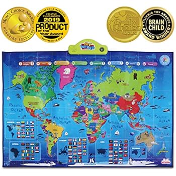 Amazon Popar Kid S World Map Interactive Wall Chart Amazon Popar Kid S World Map Interactive Wall Chart
