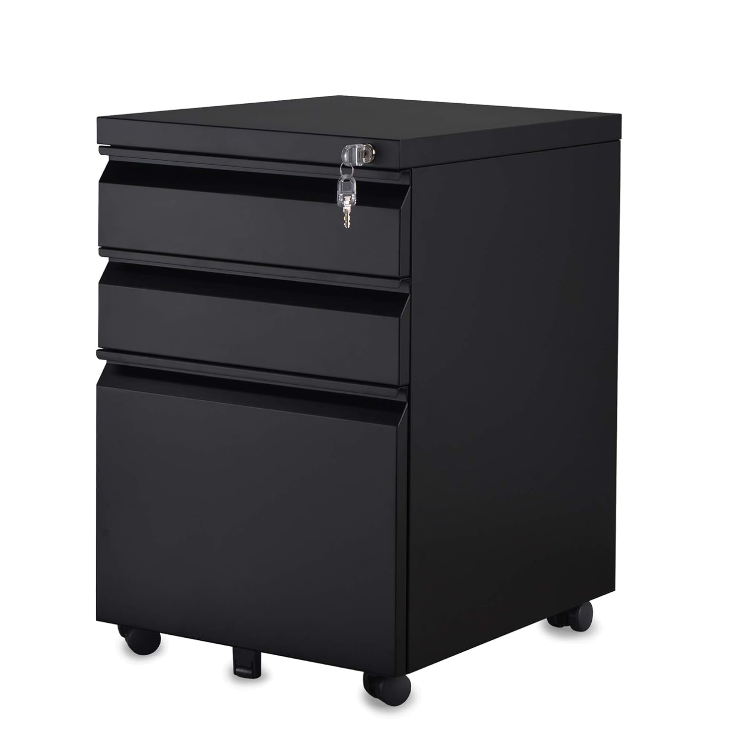 MOERDENG mobiler Aktenschrank mit 3 Schubladen, massives Metall, mit