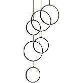 ET2 Lighting E24325-BKGLD Hoopla - 15W 6 LED Pendant-63 Inch Tall and 25 Inch Wide, Finish Color: Black/Gold