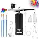 Airbrush Kit Air Brush Kit With Air Compressor Nail Charms Wireless Air Brush for Barber, Nail Art, Makeup, Model Painting (Black)