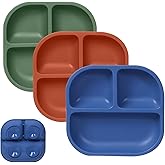 BABELIO Powerful Suction Plates for Baby & Toddler, 100% Food Grade Silicone, Divided, BPA Free, Microwave & Dishwasher Safe