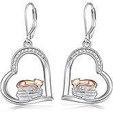 JBAERD Book Cat Earrings Sterling Silver Book Dangle Earrings Book Jewelry Gifts for Women