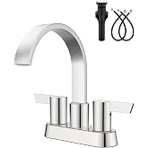 Aolemi Polish Chrome Bathroom Faucet,4 Inch Centerset 2-Handle Waterfall | Includes Pop-Up Drain,24-Inch Supply Lines,Mounting Hardware,SUS304 Stainless Steel Construction,And A 360&deg; Swivel Spout