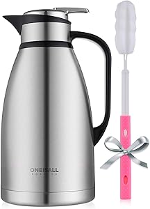 Coffee Carafe 85Oz Stainless Steel Thermal Carafes, BEYONDA Double Walled Large Insulated Vacuum Flask, 12 Hour Heat Retention, 2.5 Liter Tea, Water, and Coffee Dispense