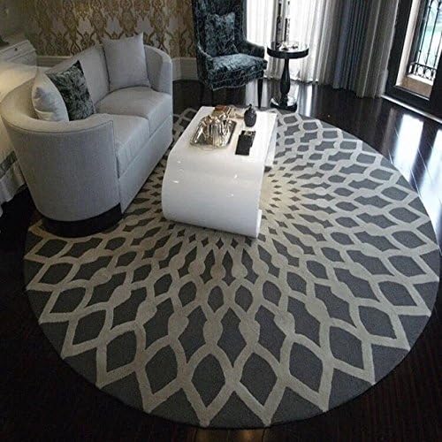 Stylish Rug Nordic Simple Fashion Black And White Round Mat Living Room Coffee Table Carpet Bedroom ( Color : Gray , Size : 100CM )