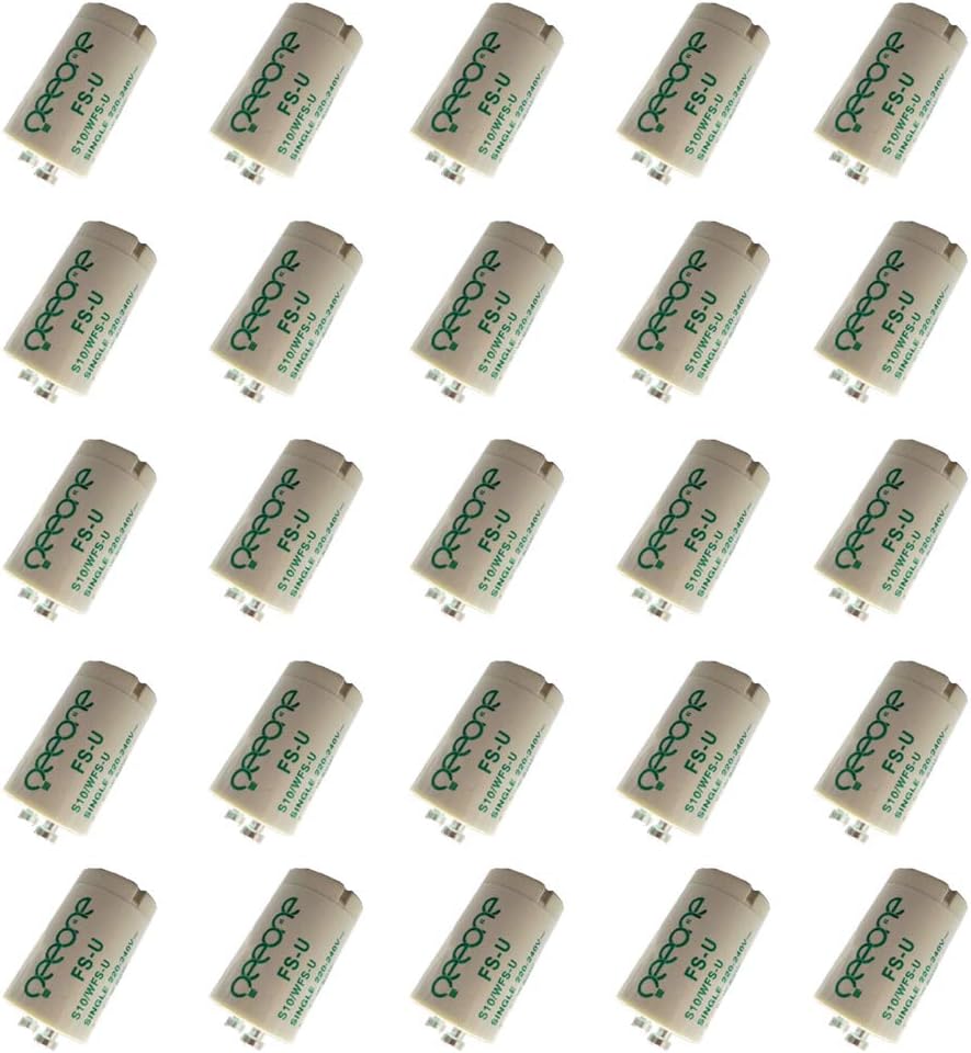 25 PCS x Oeeone Fluorescent Light Starter for 4W to 80W Neon Tubes Starter FSU S10 G13