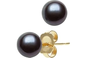 BELACQUA 14K Gold Black Cultured Freshwater Pearl Stud Earrings