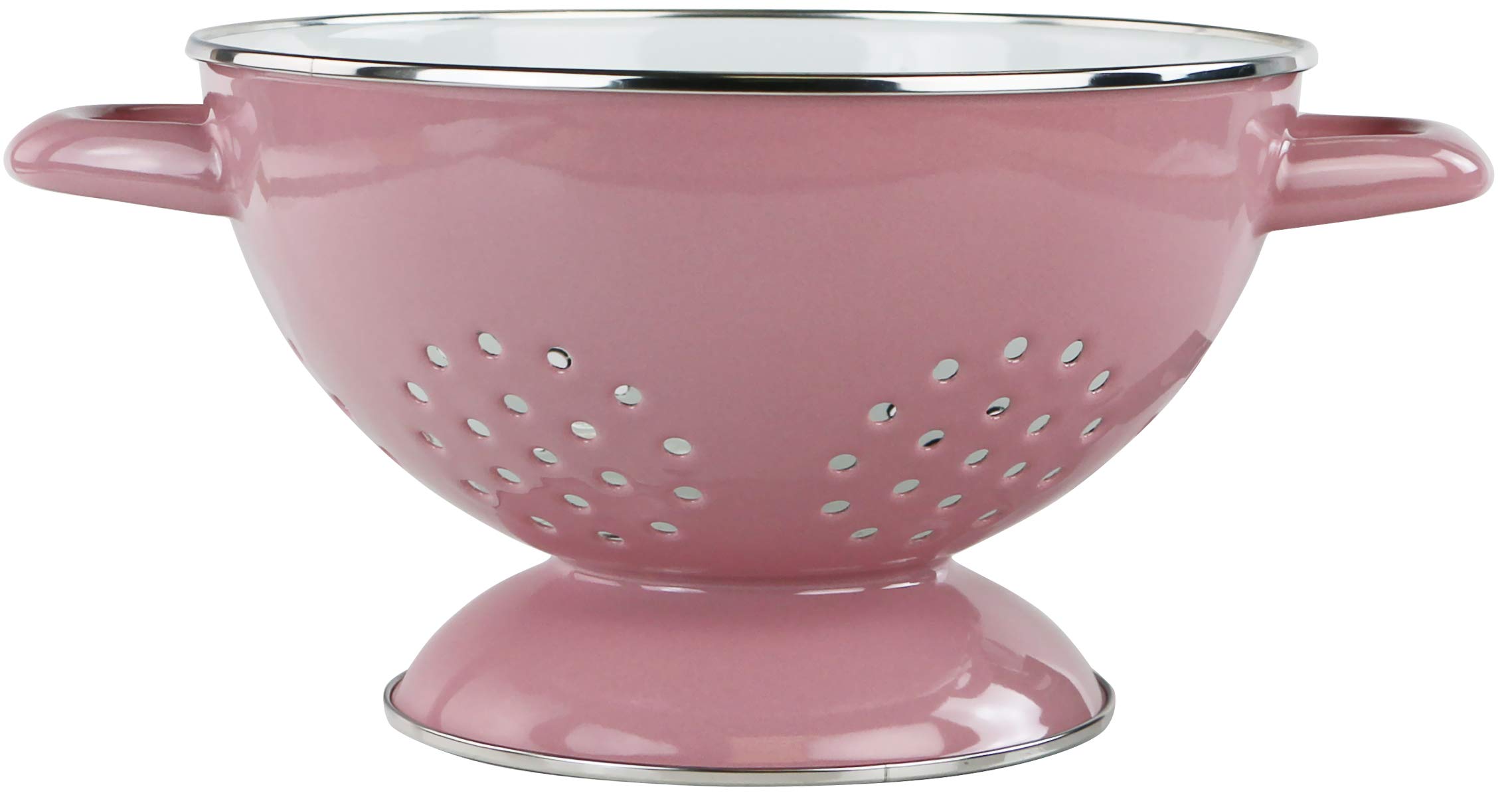 Calypso Basics by Reston Lloyd 3 Quart Enamel-on-Steel Colander, Medium, Pink
