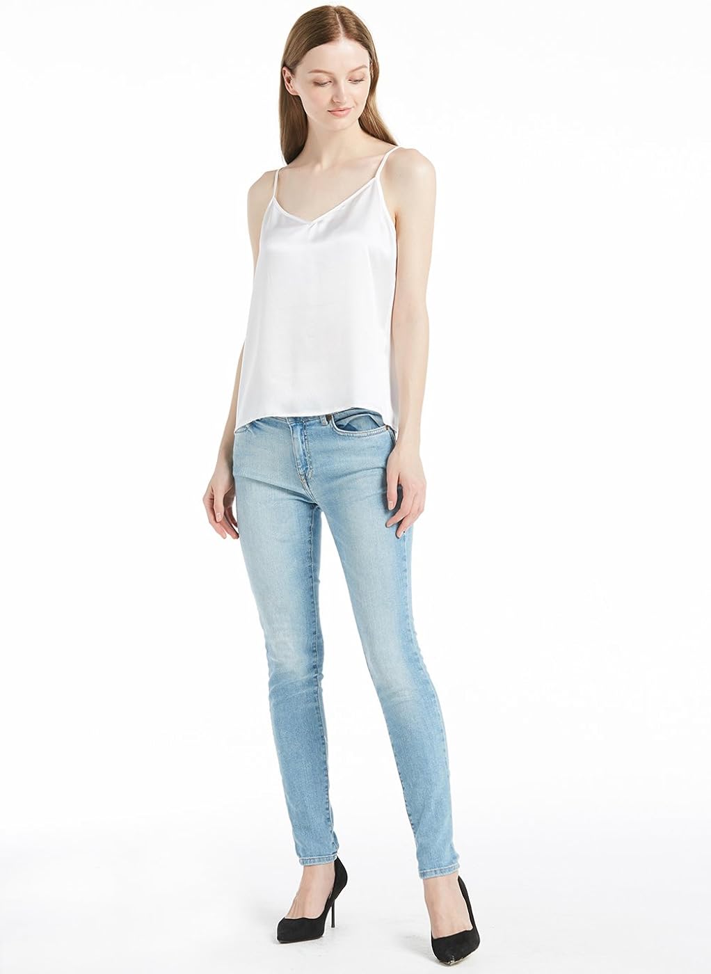 Lilysilk Debardeur En Soie Femme Top Uni Sans Manche Caraco En Pure Soie Fines Bretelles Ajustables