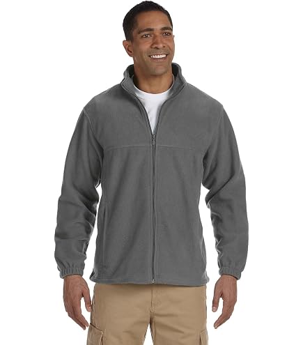 Harriton Men's 8 oz. Full-Zip Fleece - CHARCOAL - S M990-simple at