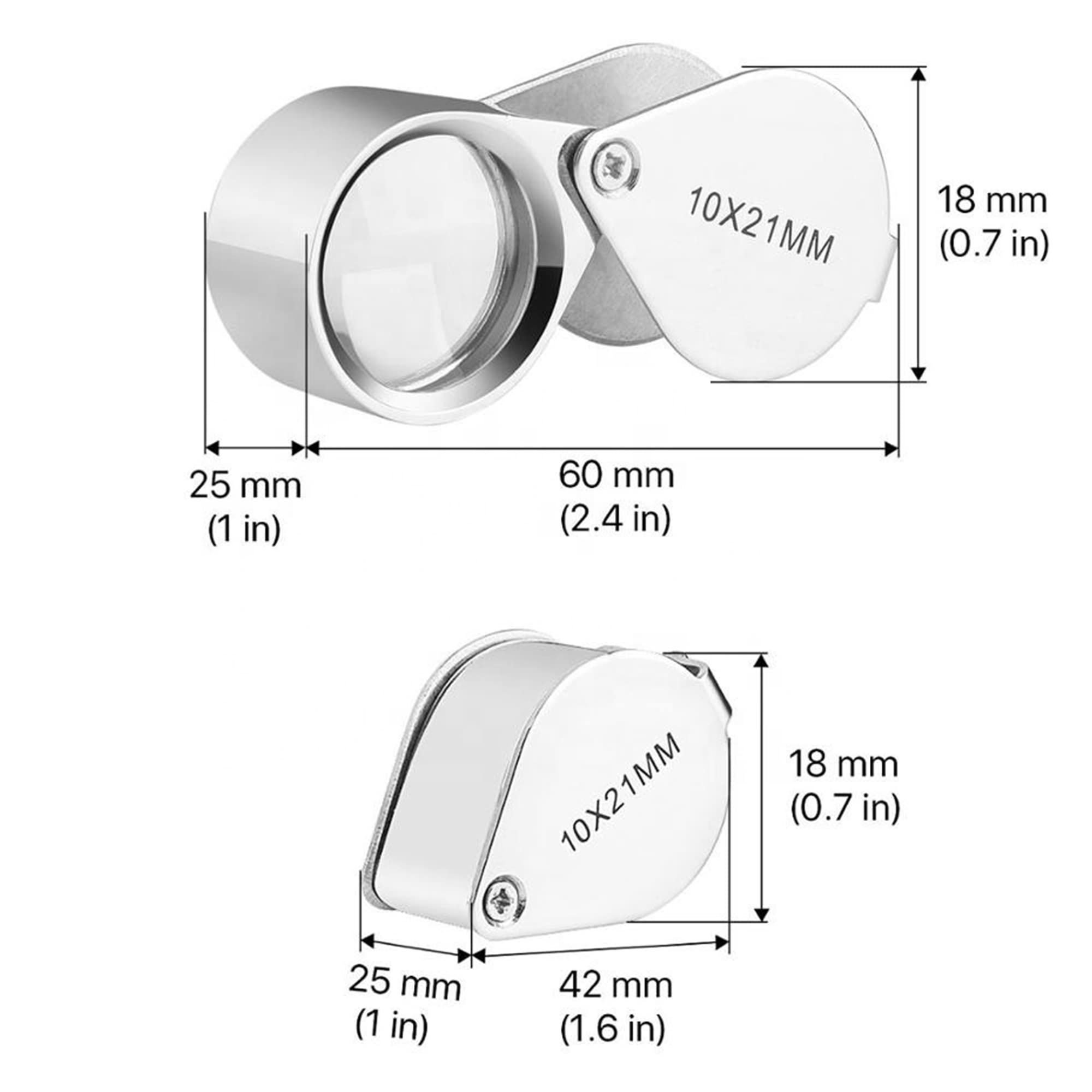 Pineapple [2 Pack] 10X Jewelers Loupe Magnifier Pocket Magnifying Glass Small Jewelry Eye Loop for Coins, Diamonds, Gems, Plants