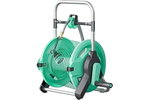 HVNPSH Portable Garden Hose Reel Cart, Hold Up to 50-100 Ft of 5/8 Inch Hose, Wall Mounted Water Hose Reel, Garden Hose Holder Tools With Built-In Hose Guide, Mobile Hose Reel For Outside