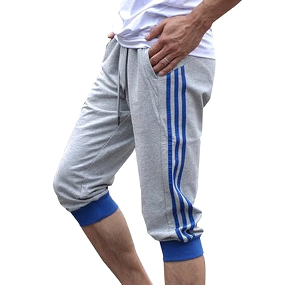 juqilu Sommer Herren Sport Sweat Hosen Shorts 3/4 Jogging Gym Weiche Baumwolle Casual Hosen