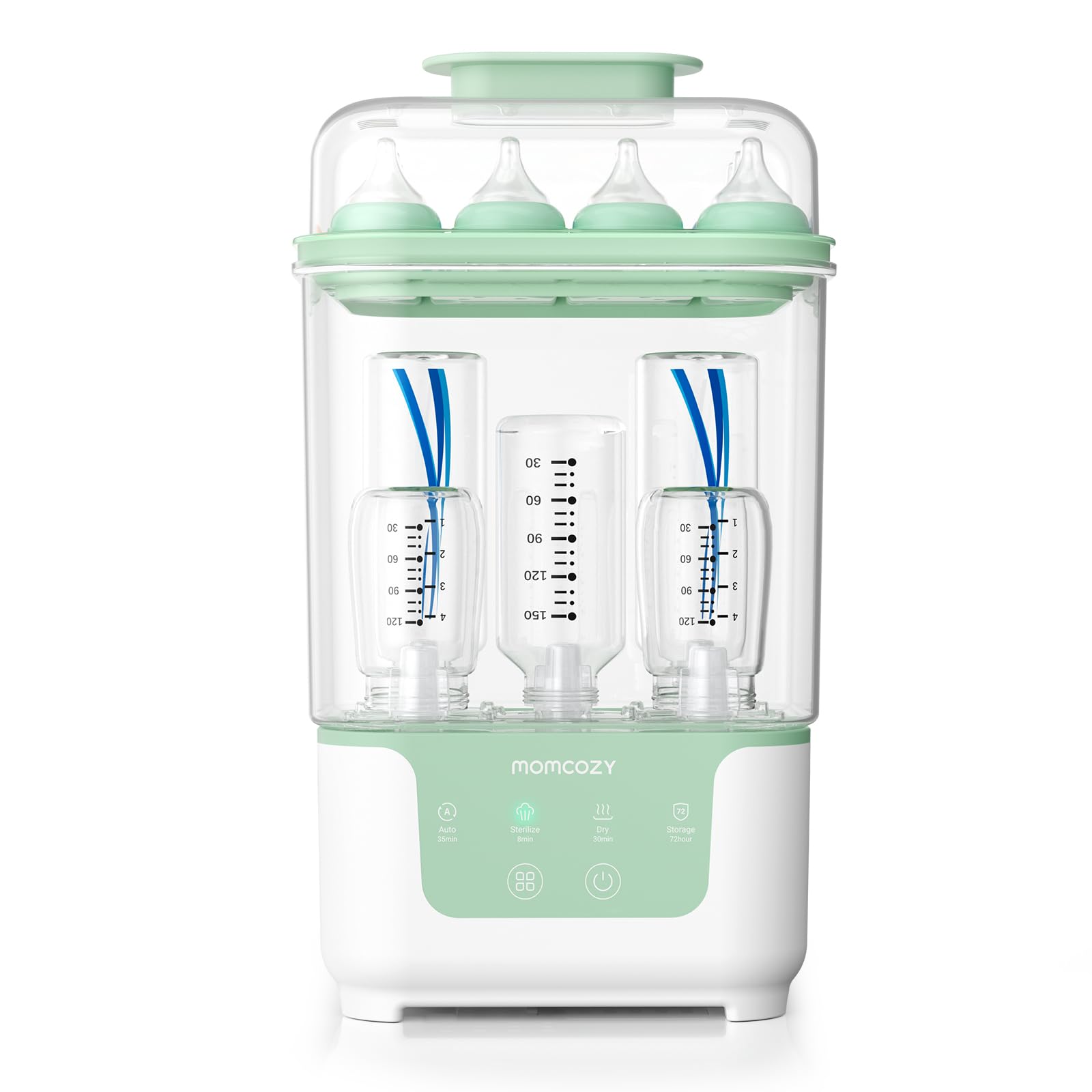 Momcozy Bottle Sterilizer and Dryer, Modular Nesting Space Saving Design, 6 Bottles Capacity, 4 in 1 Compact Sterilizer for Baby Bottles, Breast Pump Parts & Newborn Essentials, Drying Rack Included