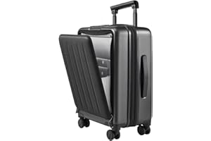 NINETYGO Carry on Luggage 22X14X9 Airline Approved with Front Pocket, 20 Inch Luggage with Front Compartment, Expandable, Double Spinner Wheels, Hardsided PC, TSA Lock (Black, Seine Max)