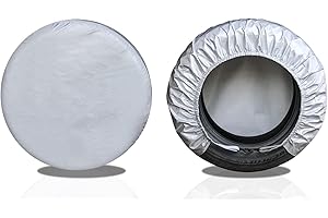Kayme Rv Tire Covers 2 Pack, Travel Trailer Camper Truck SUV Motorhome Waterproof Wheel Cover, Sun Rain Snow Protector, Fit 27-29 Inch Tire Diameter/Silver