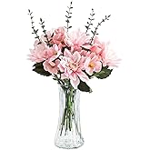 Glasseam Glass Vase for Home Decor: Clear Flower Vases for Living Room Kitchen Bathroom Wedding Table Centerpieces - 7.5" Tall Modern Vintage Decorations for Bouquet Pampas Grass Lego Flowers