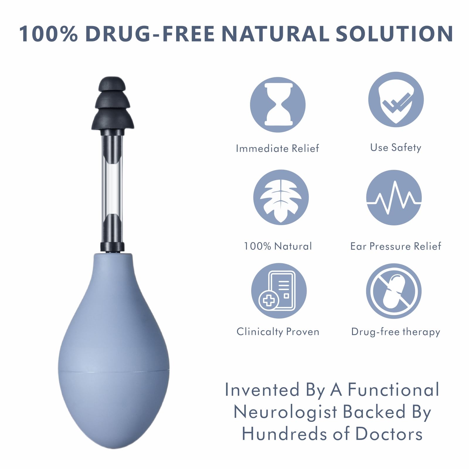Ear Pressure Relief Suction Device, Migraine Ear Pressure Relief Products, Airplane Ear Tinnitus Relief Through Inner Ear Pressure Balance, Reduces Tension with 3 Sizes Earplugs