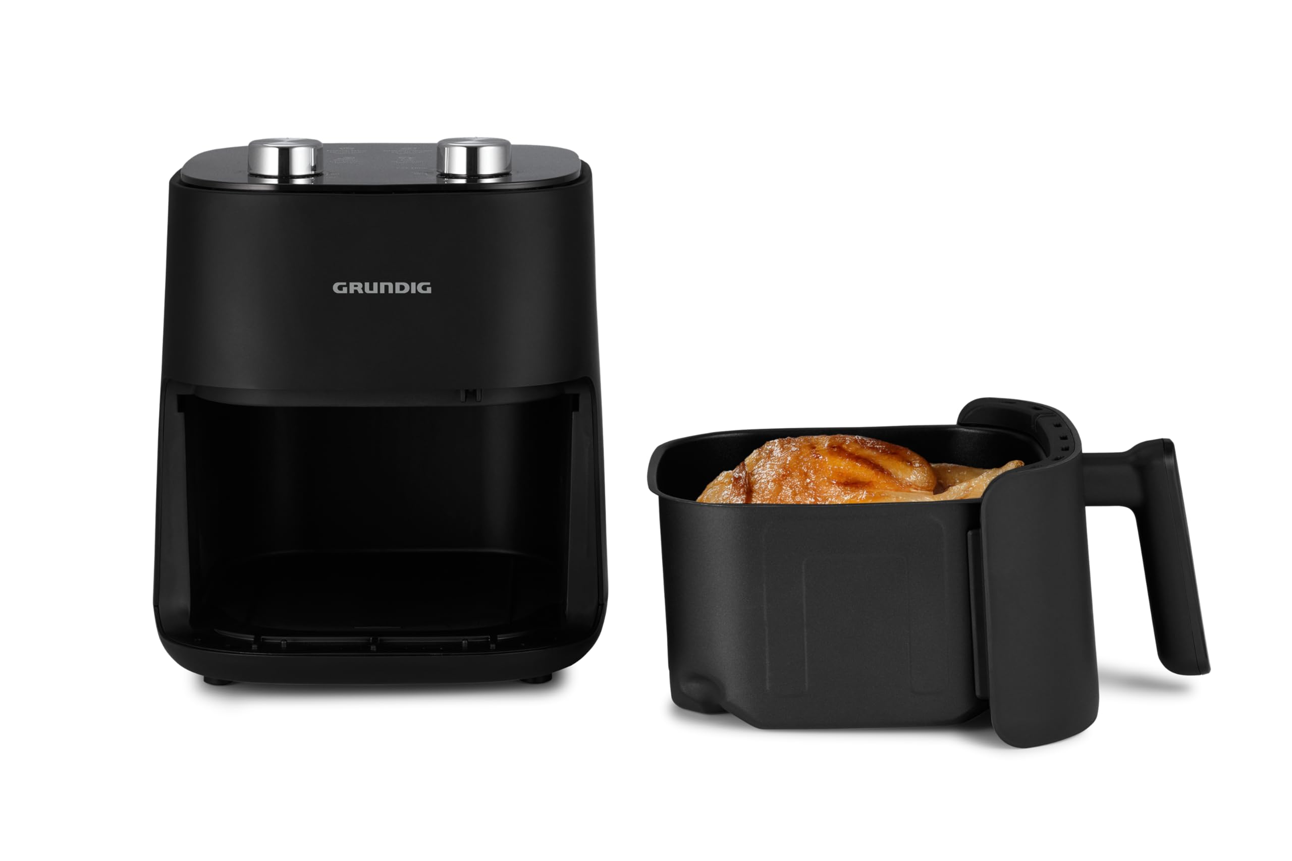 Grundig FRY 6321 L Heißluftfritteuse, 4,7 l Kapazität, 1.300 W, spülmaschinengeeigneter Korb, Temperatur- und Zeiteinstellung, Antihaftbeschichtung, Schwarz 3