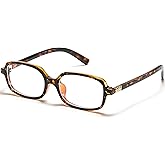 hnbliv Retro Rectangle Blue Light Blocking Glasses for Women 90s Fake Eyeglasses Y2K Fashion Computer Glasses Tortoise Frame