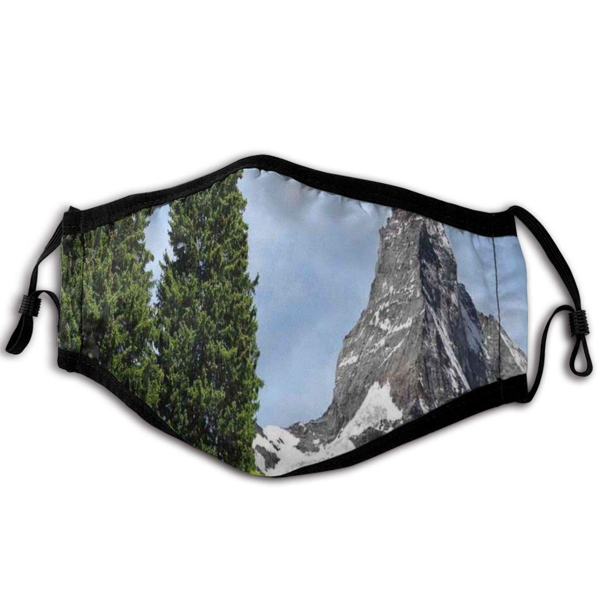 Comfortable Windproof mask,View Of Mountain Matterhorn In Peaceful Summer With Sun Rays Meadow Print,Printed Facial decorations for adult