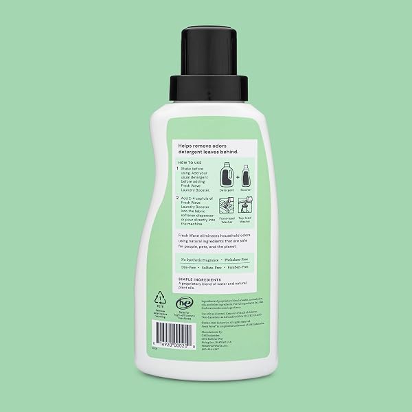 FRESH WAVE ODOR REMOVING LAUNDRY BOOSTER, 24 FL. OZ. | LAUNDRY SCENT BOOSTER | SAFER ODOR RELIEF | NATURAL PLANT-BASED ODOR ELIMINATOR | PET BEDDING, ACTIVEWEAR, BLANKETS, CLOTHES & FABRICS