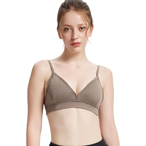 Fussybussy Women’s Merino Wool Bralette - Wireless Triangle Bra with Removable Pads, Breathable, Moisture-Wicking Comfort Bra