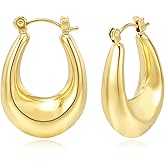 CaptainSteeL 14k Gold Hoop Earrings for Women,Earrings Lightweight Hollow Open Hoops, Hypoallergenic Gold Plated Earrings Fashion Jewelry