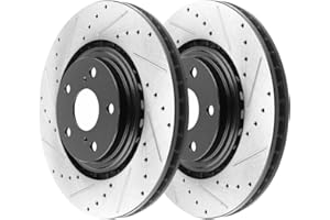 AUTO SHACK AutoShack Front Drilled Slotted Brake Rotors Black Pair of 2 Driver and Passenger Side Replacement for Lexus NX200t NX300h 2010-2015 RX350 RX450h 2008-2019 Toyota Highlander 2011-2020 Sienna PR41513LR