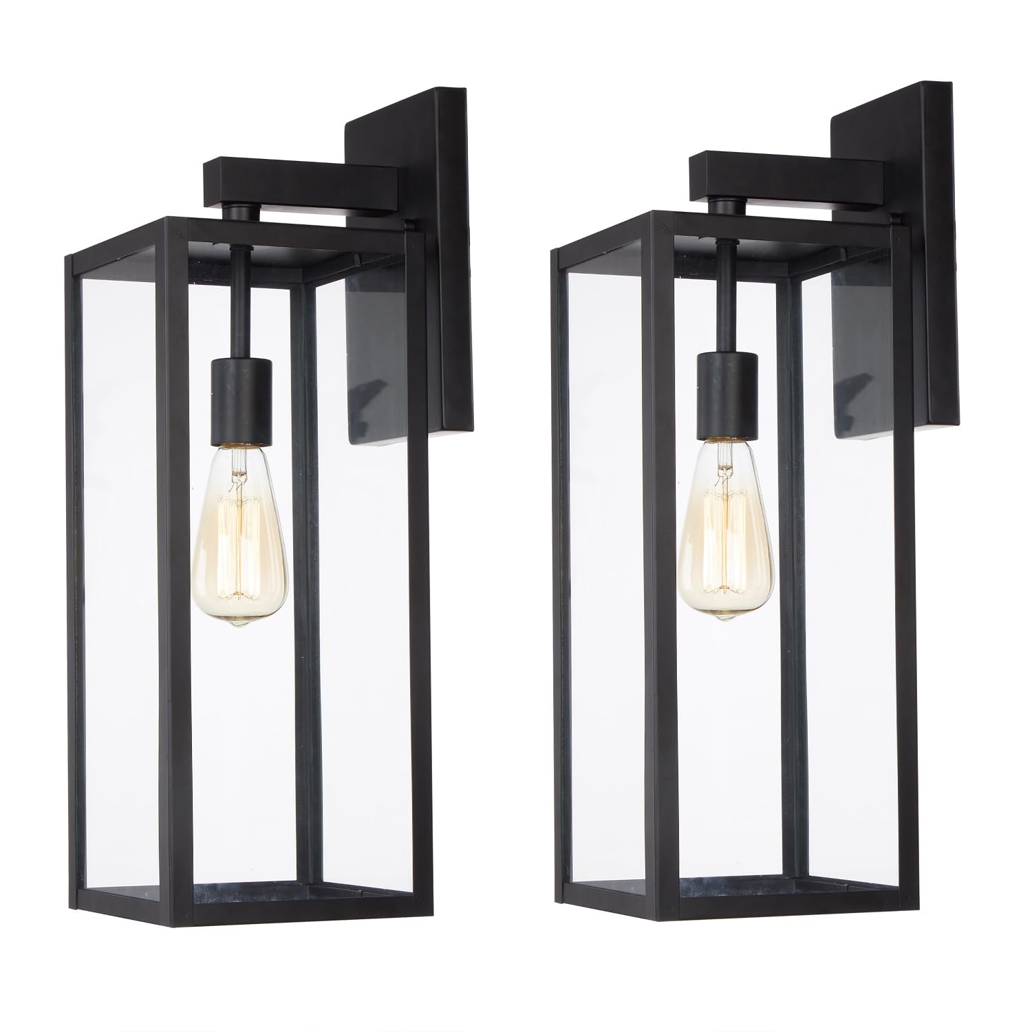 Photo 1 of 2 Pack Large Outdoor Sconce Lights,18 Inch Outdoor Wall Lantern Light,Exterior Sconce Metal and Glass Large Porch Light, Black Outdoor Lanterns for Front Porch Garage Balcony