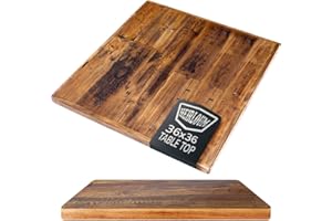 HEIRLOUM Reclaimed Wood Table Top - Rustic Recycled Wooden Piece Perfect for Signs, Counters, Kitchens, Dining and Coffee Table Tops (Straight Plank Table Top 36" x 36")