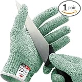NoCry Cut Resistant Gloves - High Performance Level 5 Protection, Food Grade. Green, Size Medium
