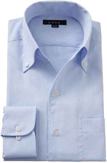 Amazon オジエ Ozie メンズ ワイシャツ カッターシャツ スリム 長袖 クールマックス ボタンダウン イタリアンカラー スキッパー シャツ 通販