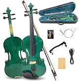 ModouString Electric Violin 4/4 full Size 4 string Acoustic Violin Spruce Maple Ebony Wood with Case, Bow Handmade for Beginners, Students, Professionals (Green)