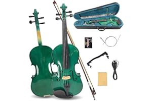 ModouString Electric Violin 4/4 full Size 4 string Acoustic Violin Spruce Maple Ebony Wood with Case, Bow Handmade for Beginners, Students, Professionals (Green)