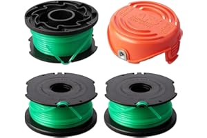 THTEN SF-080 String Trimmer Spool Line Compatible with Black and Decker SF-080-BKP 20ft 0.080" GH3000 LST540 GH3000R LST540B Weed Eater Auto Feed Single Line with 90583594 Cap Covers Parts