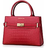 Women’s Croc-Embossed Satchel Handbag (Hermes Kelly Replica) – Top Handle Purse with Adjustable Crossbody Strap